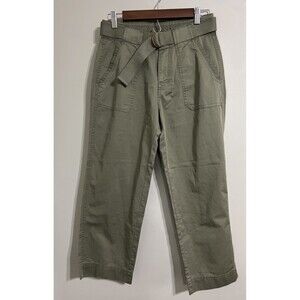 Sundance Olive Green Belted Crop 100% Cotton Pants Size 4